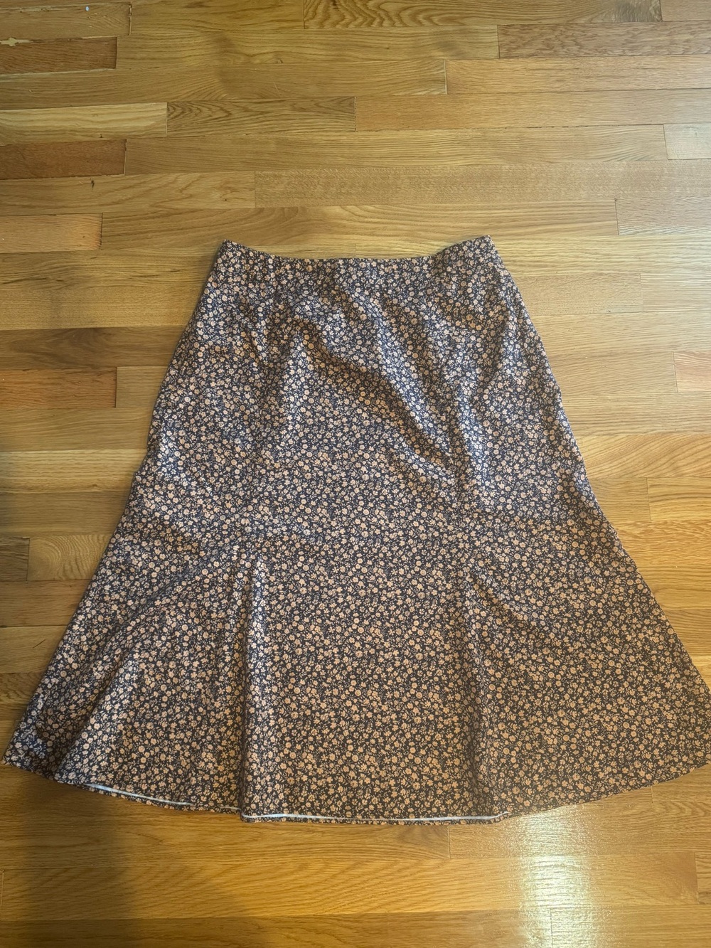 Burnt Orange and Black Floral Skirt L